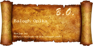 Balogh Opika névjegykártya